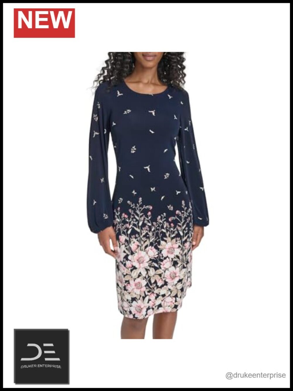 Blouson Sleeve Jersey Shift Dress